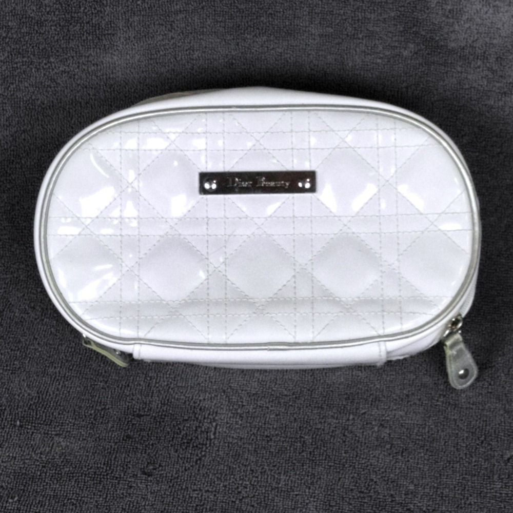 Dior Beauty White‎ Patent Cannage Quilted Makeup Bag White Vanity Case